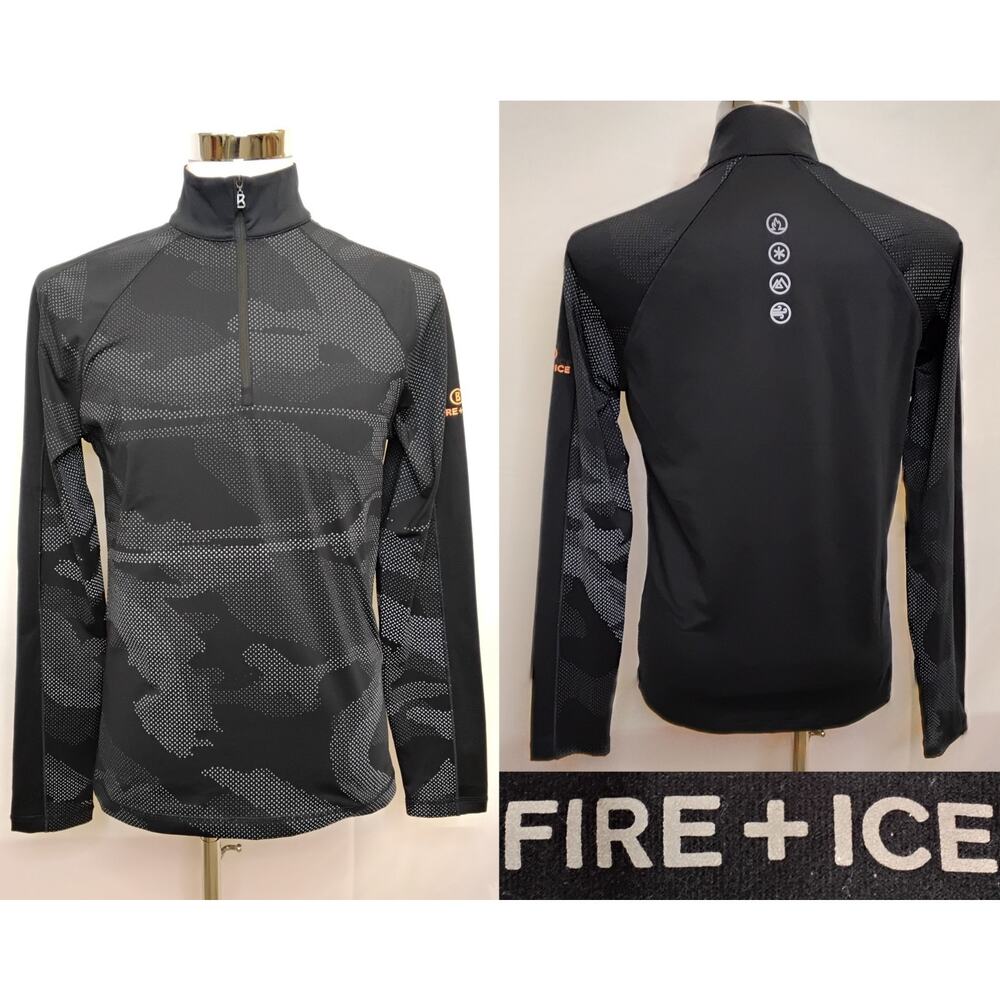 Bogner Fire & Ice 1/4 Zip Pullover Baselayer Men's S Black Camo NWT #Z5695